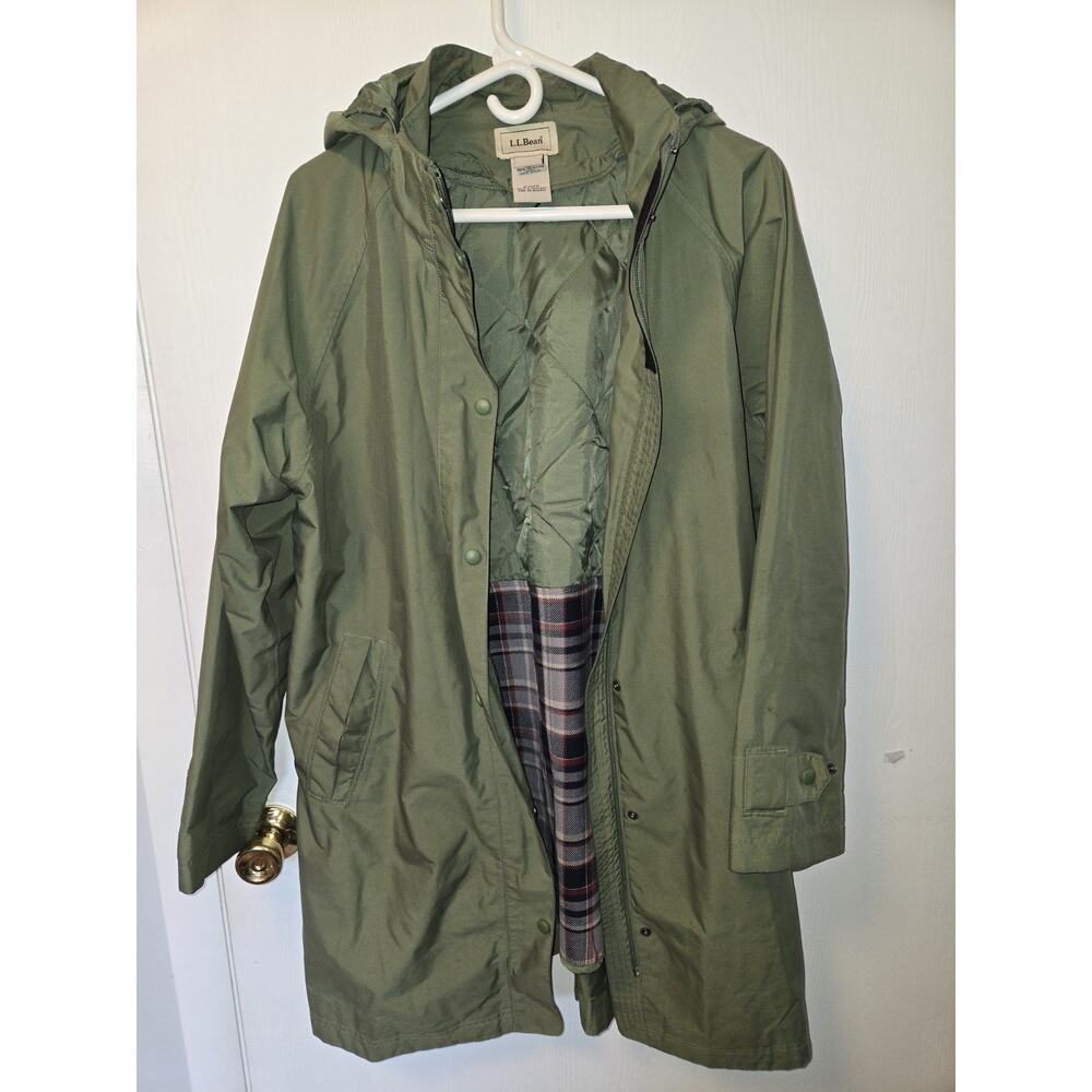 Vintage L.L. Bean Heritage Sage Green Rain Coat Removaeable Wool Lining Large - Picture 1 of 9